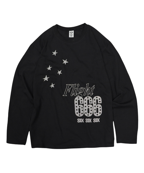 DEFYCLUBROBBERS(ディファイクラブロバース)の「フライト666 ロングスリーブ (2カラー)(Tシャツ/カットソー・レディース・ブラウン/ブラック・MEDIUM/LARGE)」の2枚目の写真
