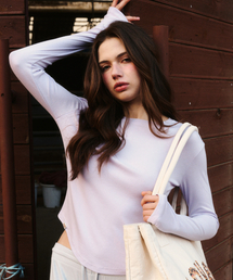 ERER（エルエル）の「Logo Label long-sleeved T-shirt Light Purple（Tシャツ/カットソー）」