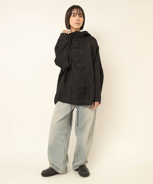 RNA-N(アールエヌエーエヌ)の「B2953 リネンアノラック(シャツ/ブラウス・レディース・キャメル/ブラック/キナリ・FREE)」の6枚目の写真