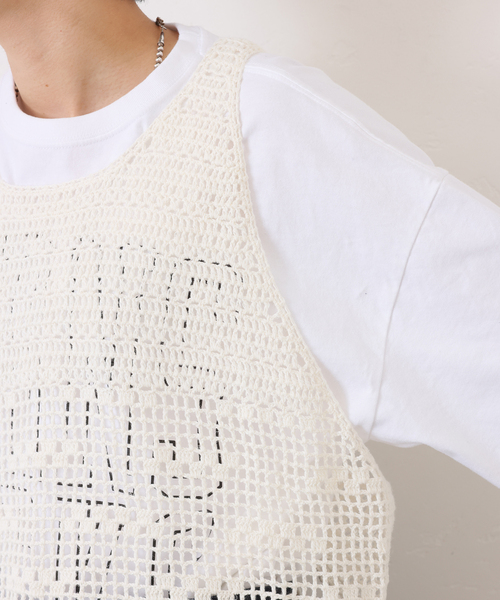 JOURNAL STANDARD LUXE(ジャーナルスタンダード ラックス)の「クロシェベスト(ベスト・レディース・ホワイト×ホワイト/ブラック・FREE)」の9枚目の写真