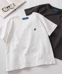BEVERLY HILLS POLO CLUB | 【71】【BEVERLY HILLS POLO CLUB/ビバリーヒルズポロクラブ】ワンポイント刺繍 無地/ボーダー ショート丈 クルーネックTシャツ/レディース(Tシャツ/カットソー)