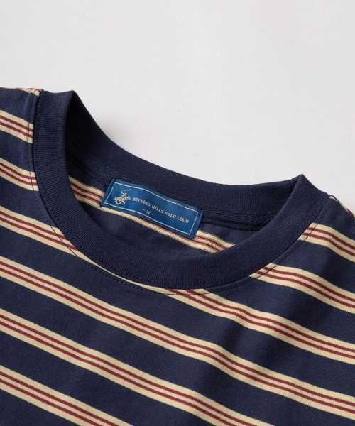 BEVERLY HILLS POLO CLUB（ビバリーヒルズポロクラブ）の「【71】【BEVERLY HILLS POLO CLUB/ビバリーヒルズポロクラブ】ワンポイント刺繍 無地/ボーダー ショート丈 クルーネックTシャツ/レディース（Tシャツ/カットソー・レディース・ネイビー/チャコールグレー/アイボリー/ブラウン/ホワイト・M）」の12枚目の写真