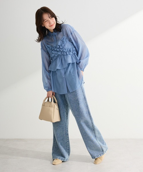 Green Parks(グリーンパークス)の「【WEB限定】SET2点フリルビスチェ+シャツチュニックⅡ(シャツ/ブラウス・レディース・チャコールグレー/ブルー/アイボリー/ブラック・FREE)」の10枚目の写真