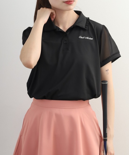 CECIL McBEE(セシルマクビー)の「Sheer Polo シアーポロ(ポロシャツ・レディース・ホワイト/ブラック/ブルー・S/M/L)」の11枚目の写真