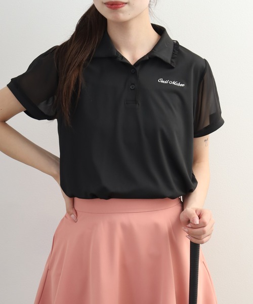 CECIL McBEE(セシルマクビー)の「Sheer Polo シアーポロ(ポロシャツ・レディース・ホワイト/ブラック/ブルー・S/M/L)」の12枚目の写真