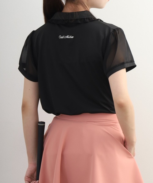 CECIL McBEE(セシルマクビー)の「Sheer Polo シアーポロ(ポロシャツ・レディース・ホワイト/ブラック/ブルー・S/M/L)」の15枚目の写真