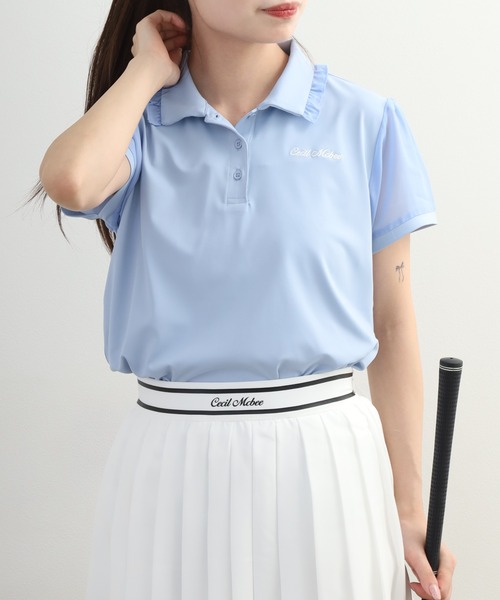 CECIL McBEE(セシルマクビー)の「Sheer Polo シアーポロ(ポロシャツ・レディース・ホワイト/ブラック/ブルー・S/M/L)」の19枚目の写真