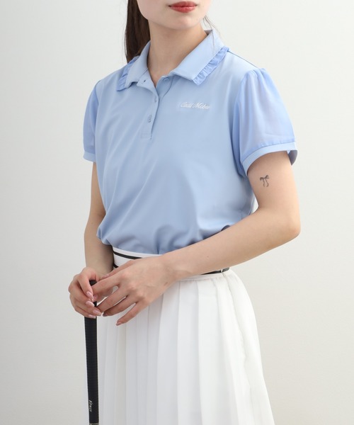 CECIL McBEE(セシルマクビー)の「Sheer Polo シアーポロ(ポロシャツ・レディース・ホワイト/ブラック/ブルー・S/M/L)」の21枚目の写真