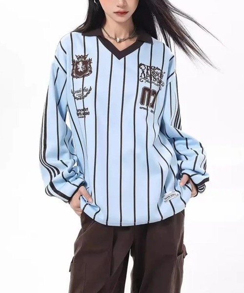 UP START(アップスタート)の「【TUNE】TEE ストライプゲームシャツ(Tシャツ/カットソー・レディース・ブルー・FREE)」の5枚目の写真