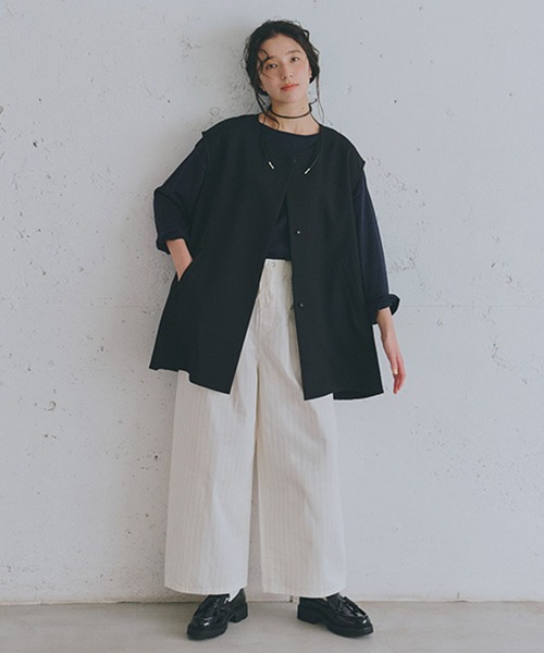 studio CLIP（スタディオクリップ）の「コットンサテンタックワイドパンツ[プチ・プラスサイズあり]（その他パンツ・レディース・グレー/カーキ/その他1・ﾌﾘｰ(L)/PF/LARGE/MEDIUM）」の7枚目の写真