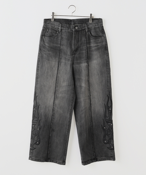 SUPPLIER / サプライヤー Fire Tribal Leather Patch Baggy（デニム