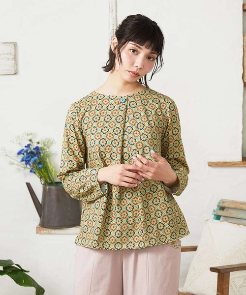 Jocomomola(ホコモモラ)の「En un sueno 幾何学プリントカットソー(Tシャツ/カットソー・レディース・ミント/ライトグレー・40)」の1枚目の写真