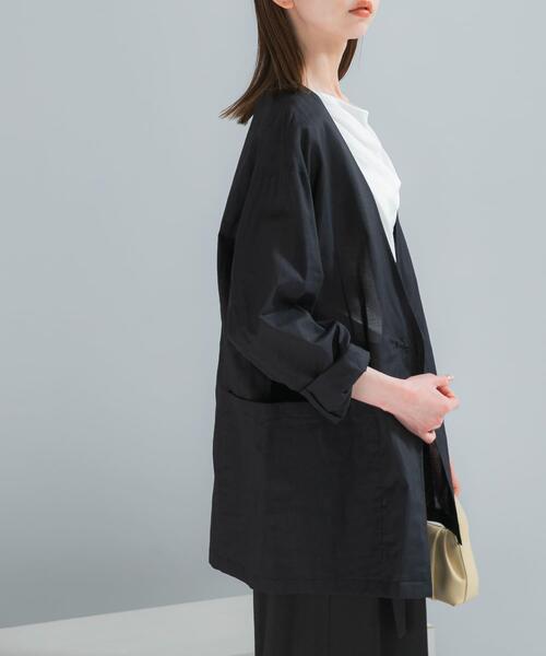 URBAN RESEARCH ROSSO WOMEN(アーバンリサーチ ロッソ)の「メモリーコットンライトジャケット(ノーカラージャケット・レディース・ベージュ/ブラック・FREE)」の12枚目の写真