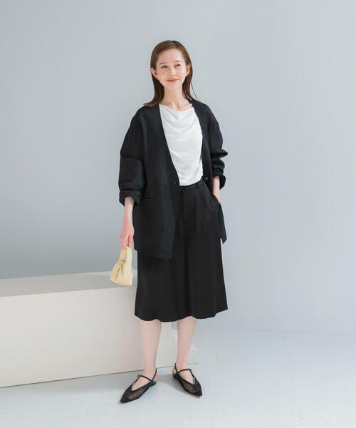 URBAN RESEARCH ROSSO WOMEN(アーバンリサーチ ロッソ)の「メモリーコットンライトジャケット(ノーカラージャケット・レディース・ベージュ/ブラック・FREE)」の17枚目の写真