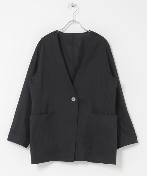 URBAN RESEARCH ROSSO WOMEN(アーバンリサーチ ロッソ)の「メモリーコットンライトジャケット(ノーカラージャケット・レディース・ベージュ/ブラック・FREE)」の19枚目の写真