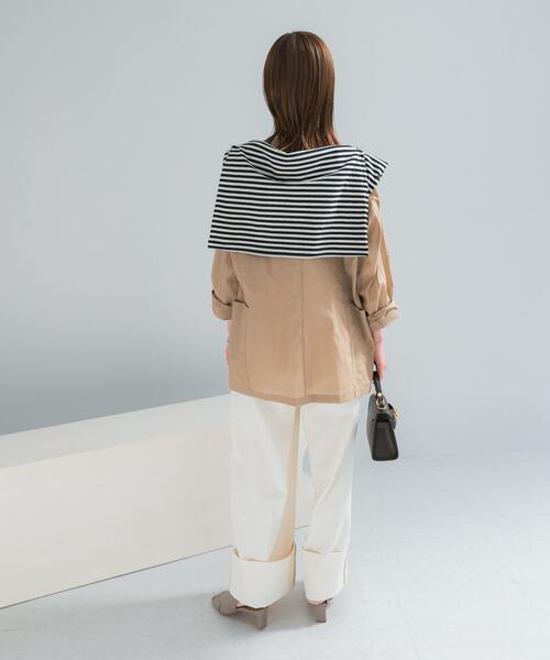 URBAN RESEARCH ROSSO WOMEN(アーバンリサーチ ロッソ)の「メモリーコットンライトジャケット(ノーカラージャケット・レディース・ベージュ/ブラック・FREE)」の3枚目の写真