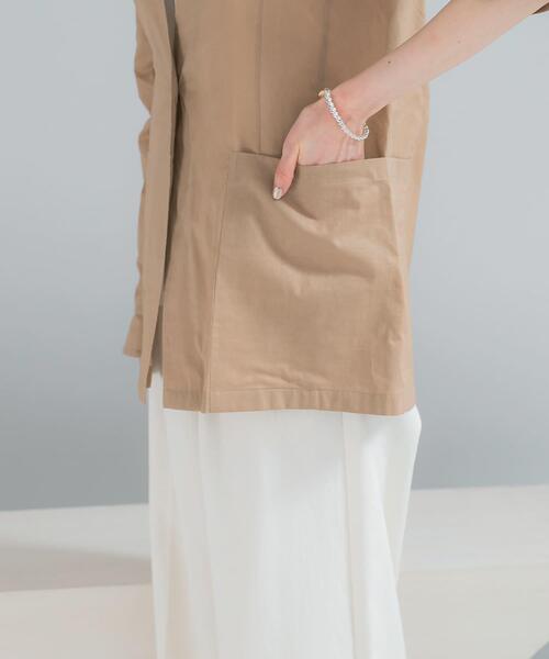URBAN RESEARCH ROSSO WOMEN(アーバンリサーチ ロッソ)の「メモリーコットンライトジャケット(ノーカラージャケット・レディース・ベージュ/ブラック・FREE)」の8枚目の写真