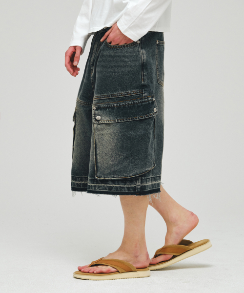 ECORR(エコル)の「カーゴバミューダデニムハーフパンツ_ディープブルー(その他パンツ・メンズ・その他・1(M)/2(L)/3(XL))」の1枚目の写真