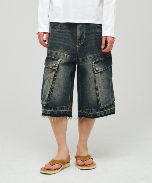 ECORR(エコル)の「カーゴバミューダデニムハーフパンツ_ディープブルー(その他パンツ・メンズ・その他・1(M)/2(L)/3(XL))」の2枚目の写真