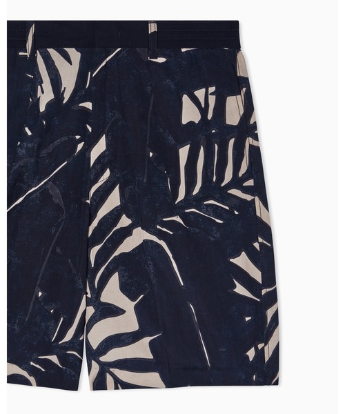 EMPORIO ARMANI（エンポリオアルマーニ）の「【エンポリオ アルマーニ】バミューダパンツ リネン混紡 オールオーバーパターン（その他パンツ・メンズ・ベージュ×ブラック・46）」の4枚目の写真