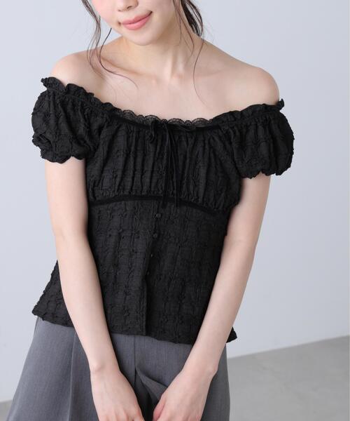 FREE'S MART(フリーズマート)の「◆フレンチスリーブジャガードカットソー(Tシャツ/カットソー・レディース・ホワイト/ブラック/イエロー/ホワイト系その他・FREE)」の8枚目の写真