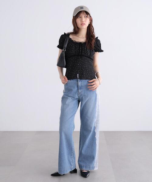 FREE'S MART（フリーズマート）の「◆フレンチスリーブジャガードカットソー（Tシャツ/カットソー・レディース・ホワイト/ブラック/イエロー/ホワイト系その他/ブラック系その他・FREE）」の18枚目の写真