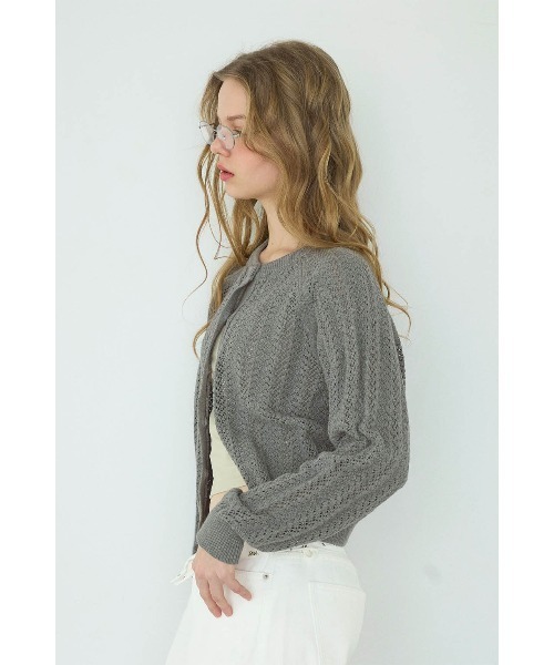 ALEXIA STAM（アリシアスタン）の「Open Work Knit Cardigan /透かし編みカーディガン（カーディガン/ボレロ・レディース・アイボリー/ブルー/グレー・FREE）」の9枚目の写真