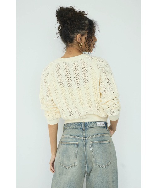 ALEXIA STAM（アリシアスタン）の「Open Work Knit Cardigan /透かし編みカーディガン（カーディガン/ボレロ・レディース・アイボリー/ブルー/グレー・FREE）」の6枚目の写真