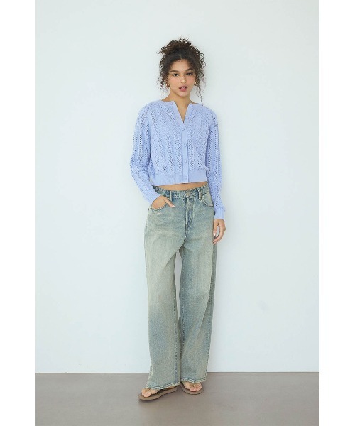 ALEXIA STAM（アリシアスタン）の「Open Work Knit Cardigan /透かし編みカーディガン（カーディガン/ボレロ・レディース・アイボリー/ブルー/グレー・FREE）」の11枚目の写真