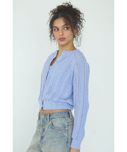 ALEXIA STAM（アリシアスタン）の「Open Work Knit Cardigan /透かし編みカーディガン（カーディガン/ボレロ・レディース・アイボリー/ブルー/グレー・FREE）」の14枚目の写真