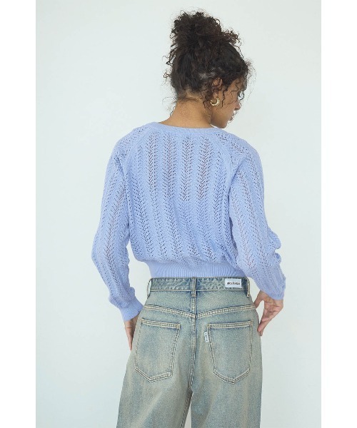 ALEXIA STAM（アリシアスタン）の「Open Work Knit Cardigan /透かし編みカーディガン（カーディガン/ボレロ・レディース・アイボリー/ブルー/グレー・FREE）」の15枚目の写真