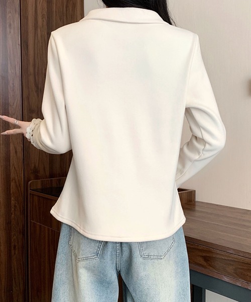 2ly2(トゥーリートゥー)の「ビッグカラー レース袖デザイン 長袖トップス / フェミニン カットソー(Tシャツ/カットソー・レディース・ボルドー/ブラック/アイボリー/パープル・FREE)」の7枚目の写真