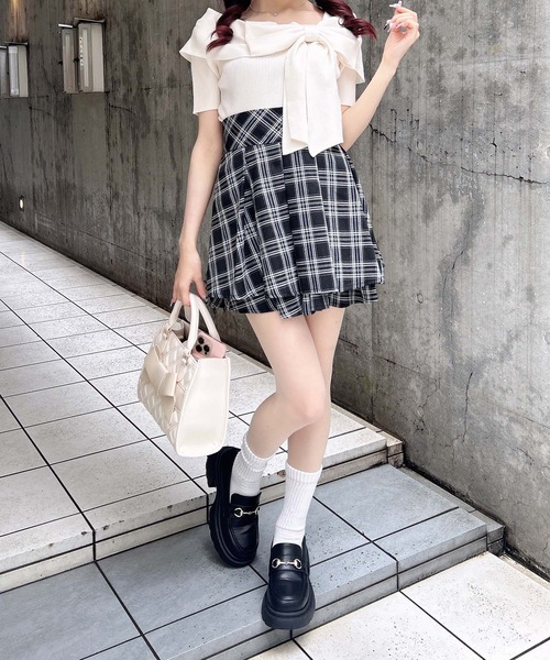 INGNI（イング）の「リボンオフショル半袖ニット（ニット/セーター・レディース・ピンク/ブラック/アイボリー/イエロー・M）」の12枚目の写真