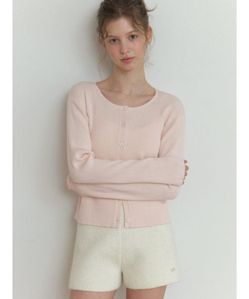 RE_L(リエル)の「Owa round knit cardigan (powder pink)(カーディガン/ボレロ・レディース・その他・FREE)」の1枚目の写真