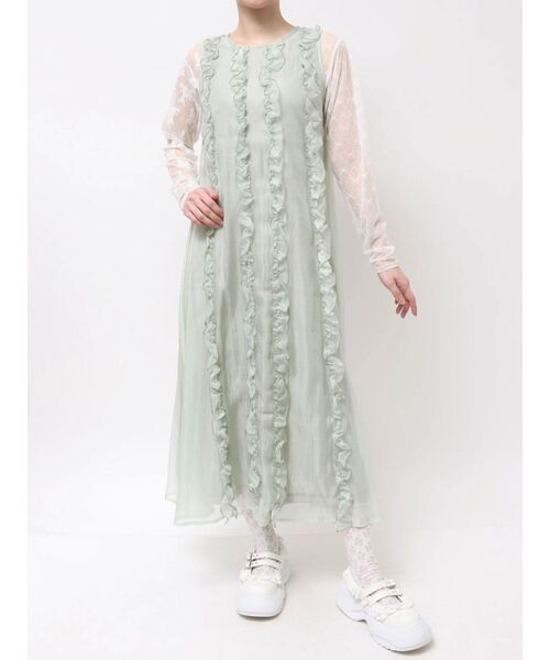 merry jenny（メリージェニー）の「airy frillロングワンピース（ワンピース・レディース・ブラック/ピンク/ミント・FREE）」の2枚目の写真