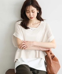 MK MICHEL KLEIN | [洗える]メッシュ編みニットベスト×タンクトップ ツインセット(ニット/セーター)