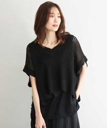 MK MICHEL KLEIN | [洗える]メッシュ編みニットベスト×タンクトップ ツインセット(ニット/セーター)