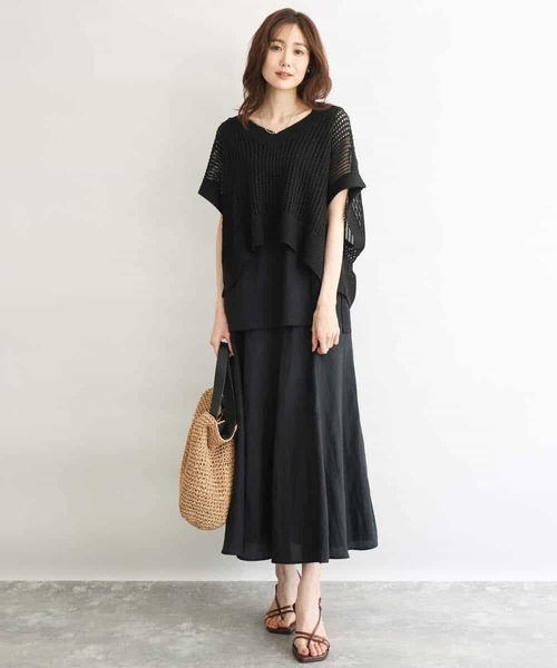 MK MICHEL KLEIN（エムケーミッシェルクラン）の「[洗える]メッシュ編みニットベスト×タンクトップ ツインセット（ニット/セーター・レディース・ブラック/イエロー/ベージュ・38）」の5枚目の写真