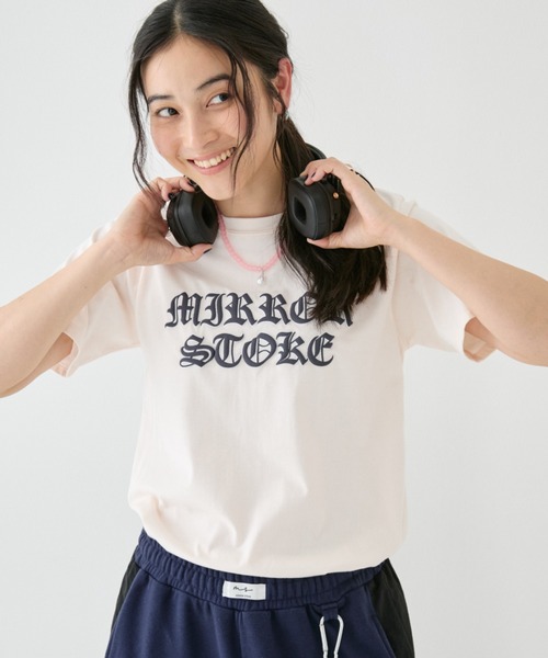 MIRROR STOKE（ミラーストーク）の「【ZOZO限定】MS PUFF PRINTING TSHIRT/ミラーストークパフプリンティングティーシャツ（Tシャツ/カットソー・レディース・ピンク/オフホワイト・MEDIUM）」の2枚目の写真
