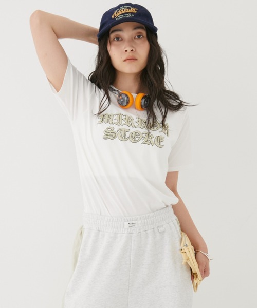 MIRROR STOKE（ミラーストーク）の「【ZOZO限定】MS PUFF PRINTING TSHIRT/ミラーストークパフプリンティングティーシャツ（Tシャツ/カットソー・レディース・ピンク/オフホワイト・MEDIUM）」の4枚目の写真