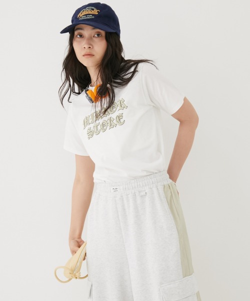 MIRROR STOKE（ミラーストーク）の「【ZOZO限定】MS PUFF PRINTING TSHIRT/ミラーストークパフプリンティングティーシャツ（Tシャツ/カットソー・レディース・ピンク/オフホワイト・MEDIUM）」の3枚目の写真