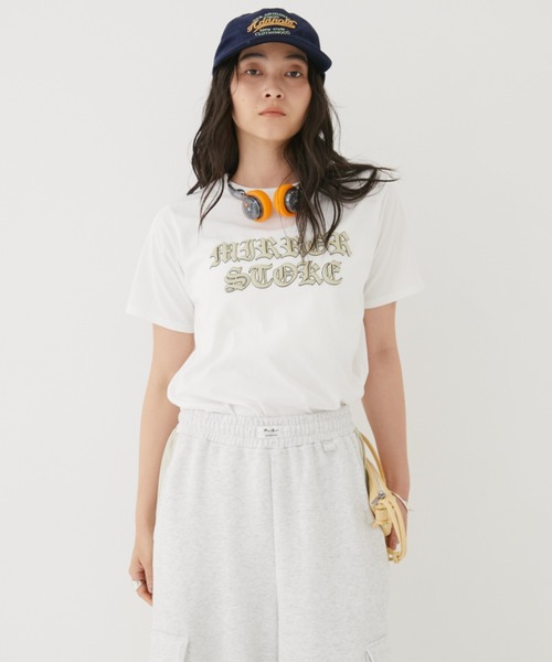 MIRROR STOKE（ミラーストーク）の「【ZOZO限定】MS PUFF PRINTING TSHIRT/ミラーストークパフプリンティングティーシャツ（Tシャツ/カットソー・レディース・ピンク/オフホワイト・MEDIUM）」の5枚目の写真