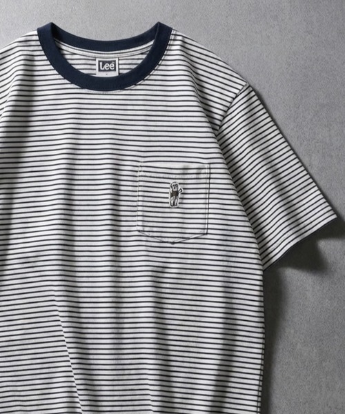 Lee(リー)の「2026SS Lee/リー バディーリー ワンポイント刺繍 ボーダー&無地 Tシャツ レディース メンズ(Tシャツ/カットソー・レディース・ホワイト/チャコール/ネイビー・L/XL/M)」の2枚目の写真