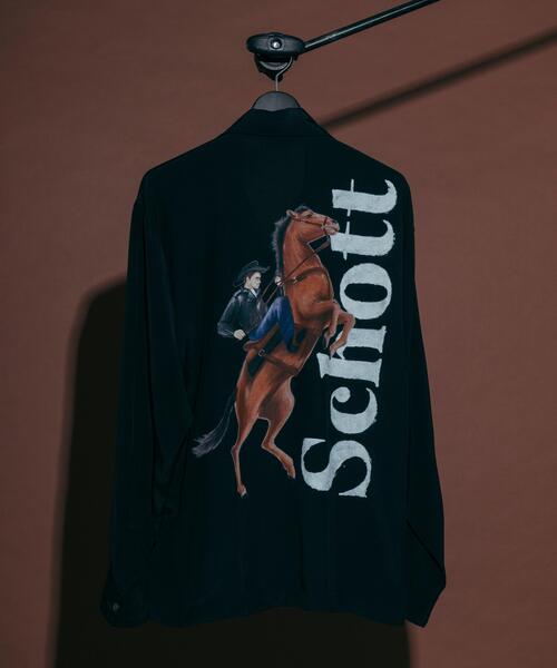 Schott(ショット)の「Schott/ショット/RAYON SHIRT/レーヨン シャツ(シャツ/ブラウス・メンズ・ブラック・2XL/XL/L/M)」の1枚目の写真