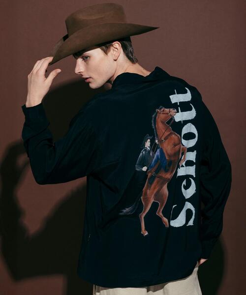 Schott(ショット)の「Schott/ショット/RAYON SHIRT/レーヨン シャツ(シャツ/ブラウス・メンズ・ブラック・2XL/XL/L/M)」の2枚目の写真