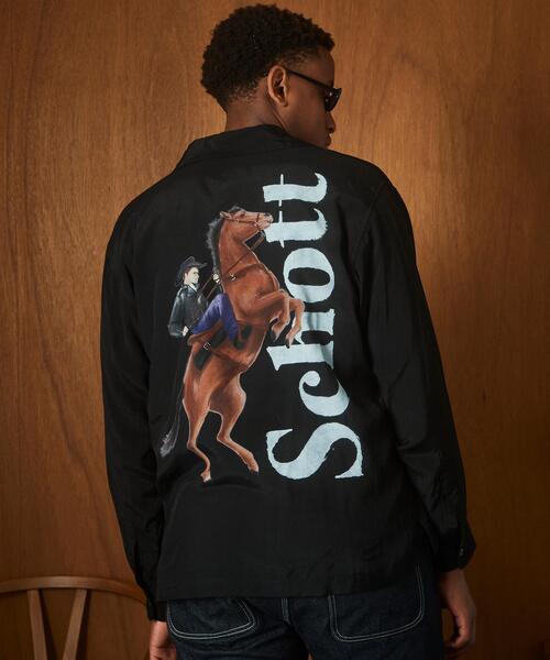 Schott(ショット)の「Schott/ショット/RAYON SHIRT/レーヨン シャツ(シャツ/ブラウス・メンズ・ブラック・2XL/XL/L/M)」の3枚目の写真