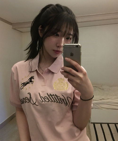 UNTITLED SEOUL(アンタイトル ソウル)の「アンタイトル クレスト ポロ クロップ 半袖 ピンク(Tシャツ/カットソー・メンズ・その他・MEDIUM/LARGE/SMALL)」の1枚目の写真
