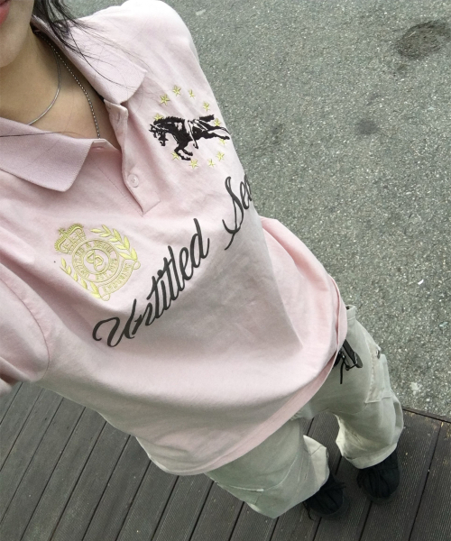 UNTITLED SEOUL(アンタイトル ソウル)の「アンタイトル クレスト ポロ クロップ 半袖 ピンク(Tシャツ/カットソー・メンズ・その他・MEDIUM/LARGE/SMALL)」の5枚目の写真