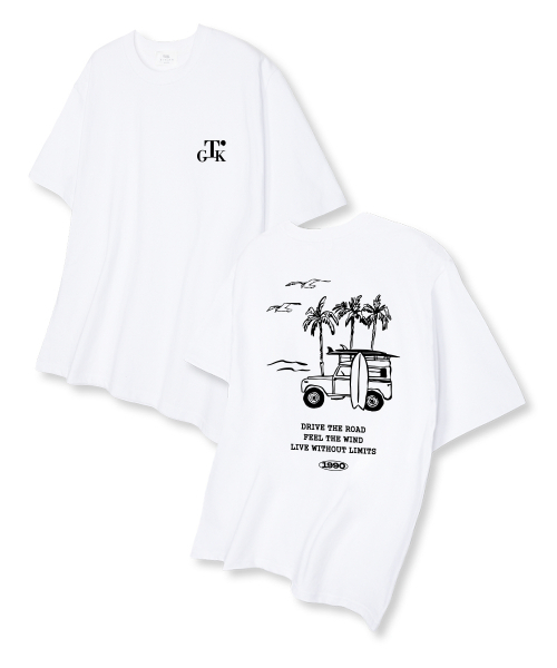 TI.GLAKE(ティーグレイク)の「ドライブザロード オーバーサイズ 半袖Tシャツ ホワイト(Tシャツ/カットソー・メンズ・その他・LARGE/X-LARGE/XX-LARGE)」の1枚目の写真