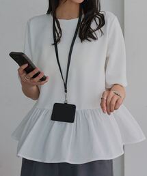 [ オフィスカジュアル ] シワになりにくいストレッチペプラムブラウス